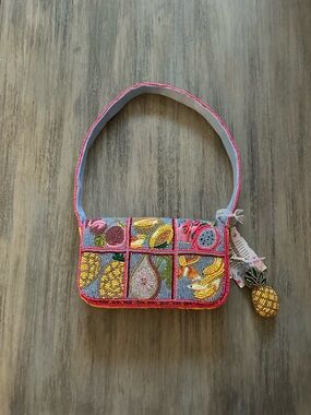 Made In India Beaded Fruit Patch Shoulder Bag